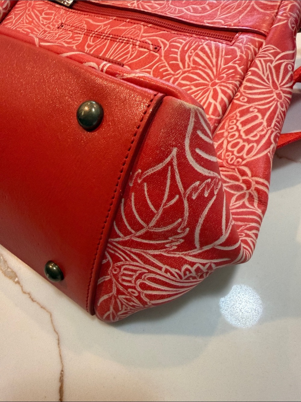ANUSCHKA Coral red Floral Crossbody bag - Picture 10 of 11